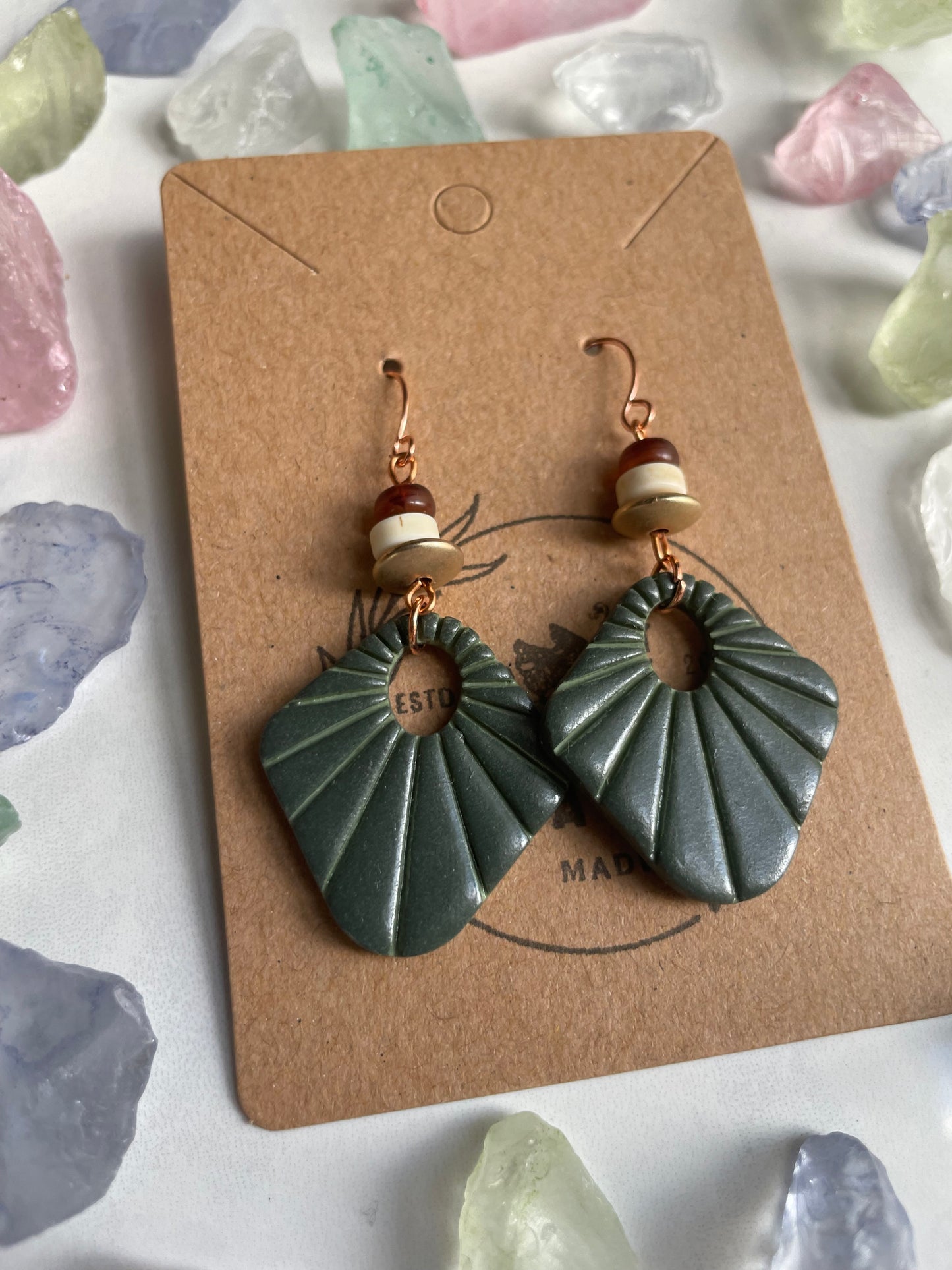 Seaweed Green Beaded Dangles