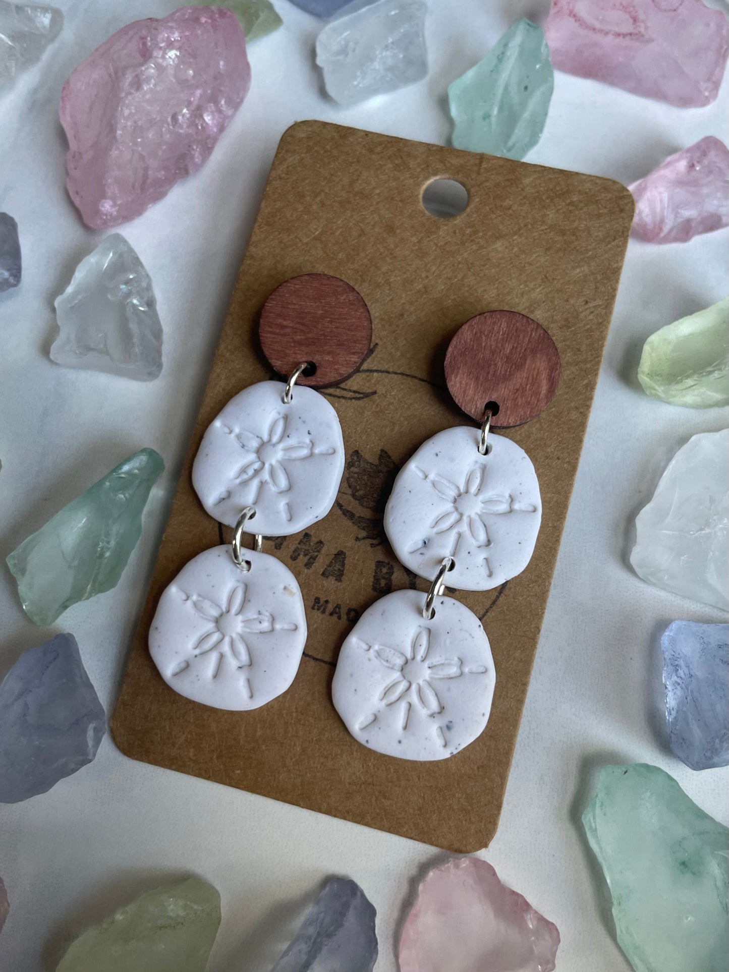 Double Sand Dollar Dangle on Wooden Post