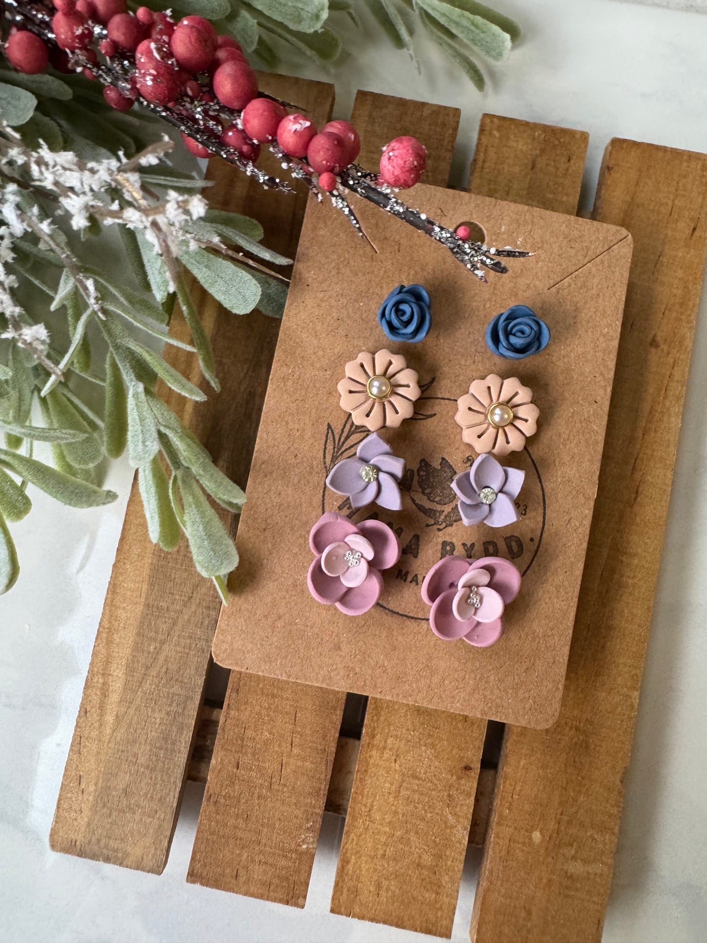 Floral Stud 4-Pack
