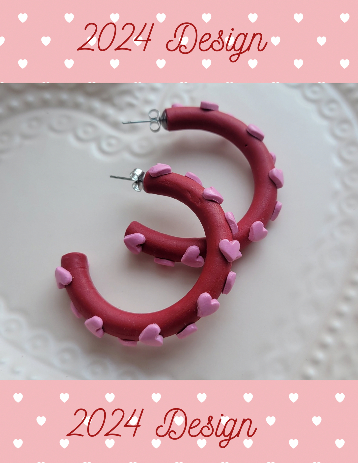 Red & Pink Heart Hoops