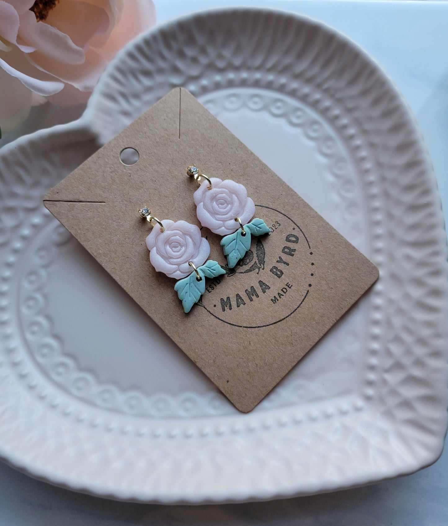 Pink Quartz Rose Dangles