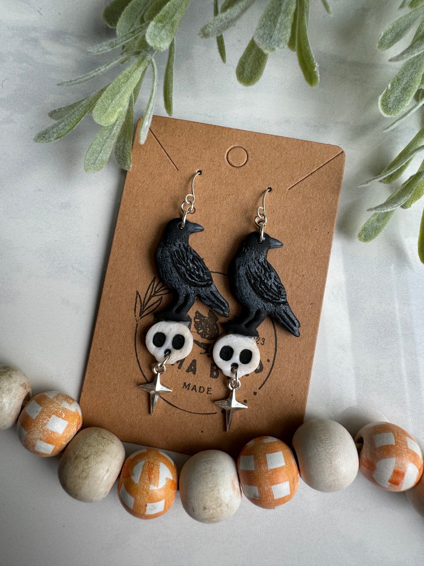 Crow on Skull Dangle