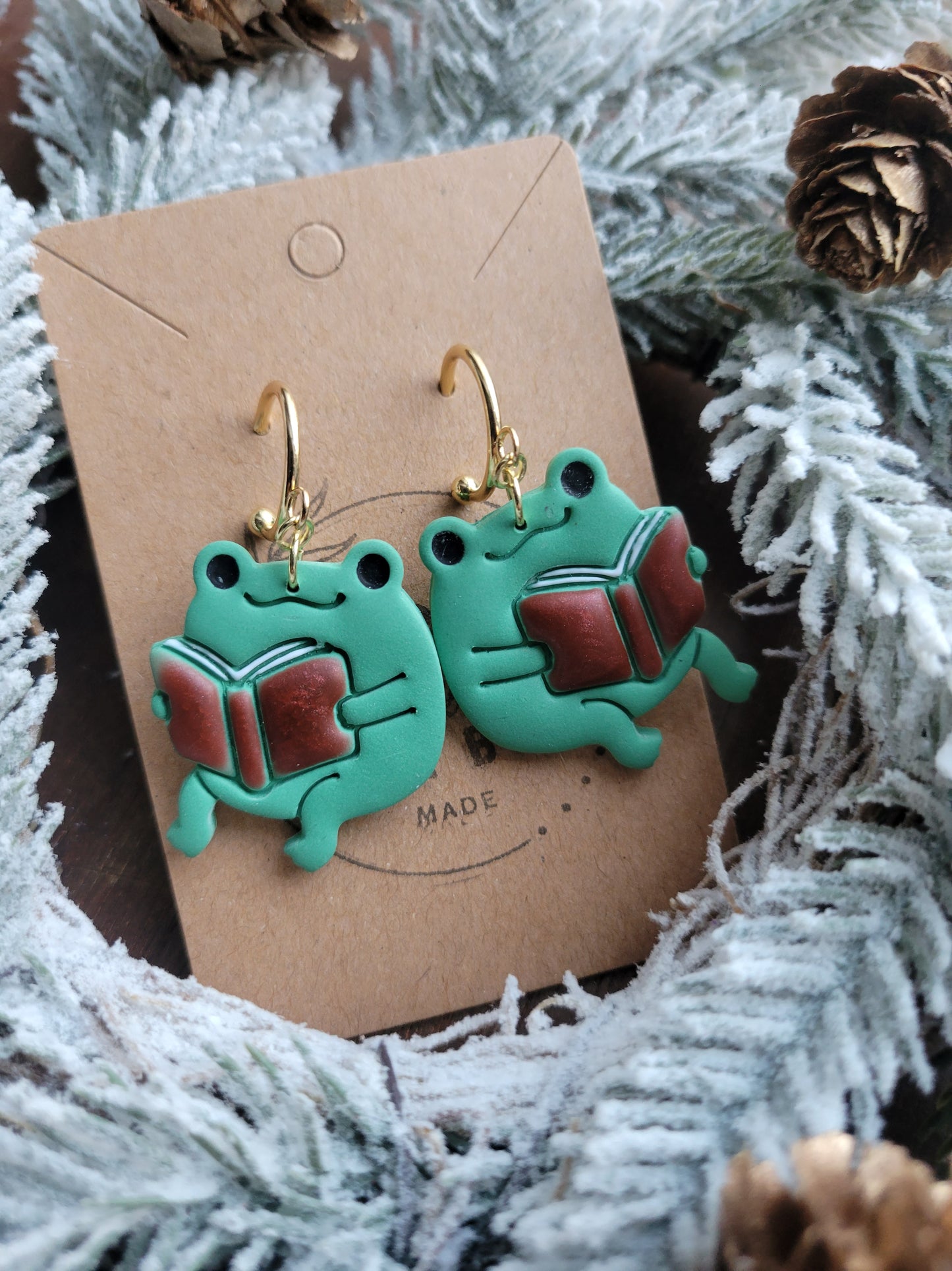 Froggie w/ Leather-bound Book Dangles