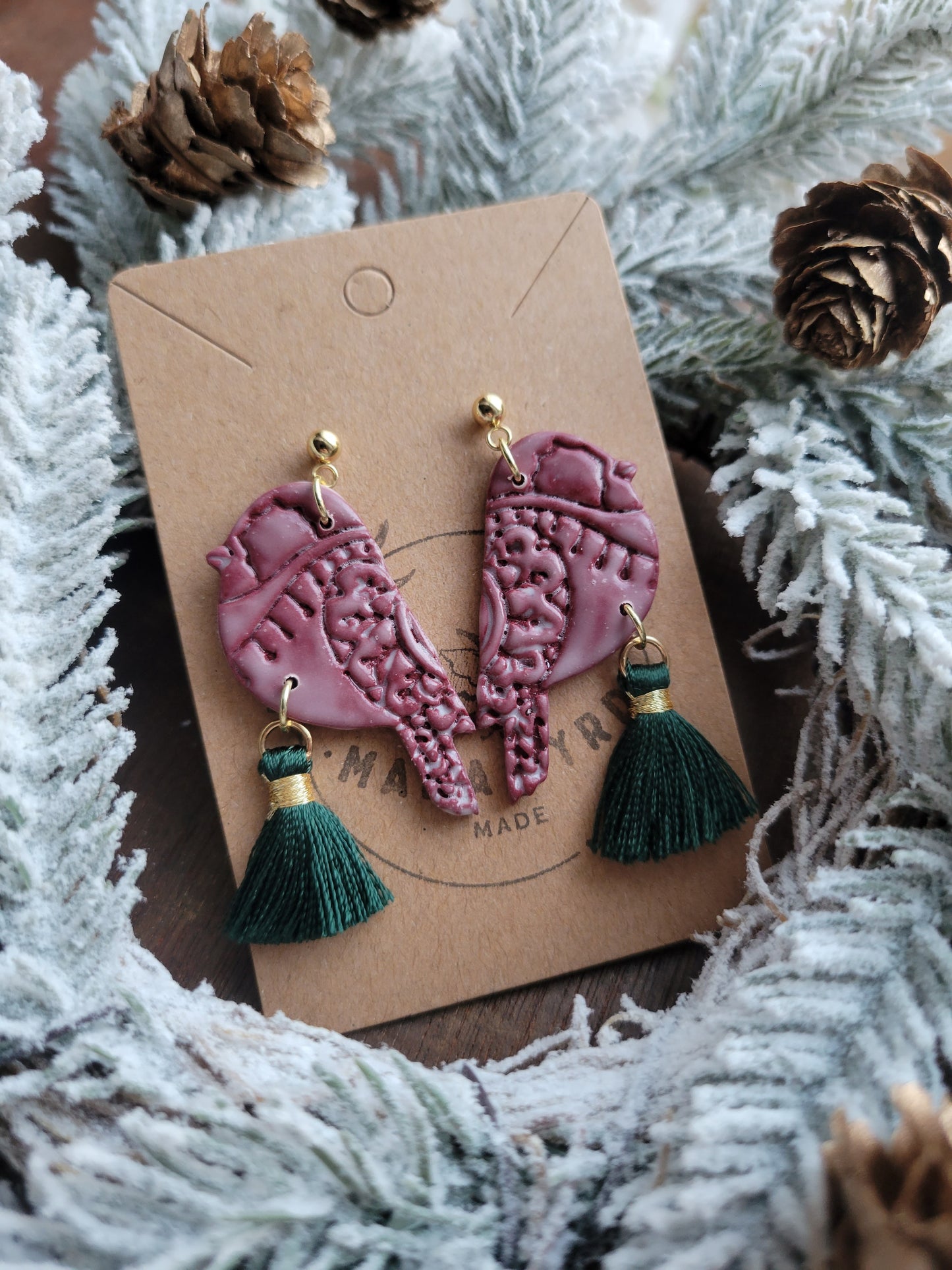 Christmas Bird Dangles w/ Tassel