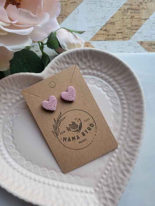 Pink Lace Heart Studs