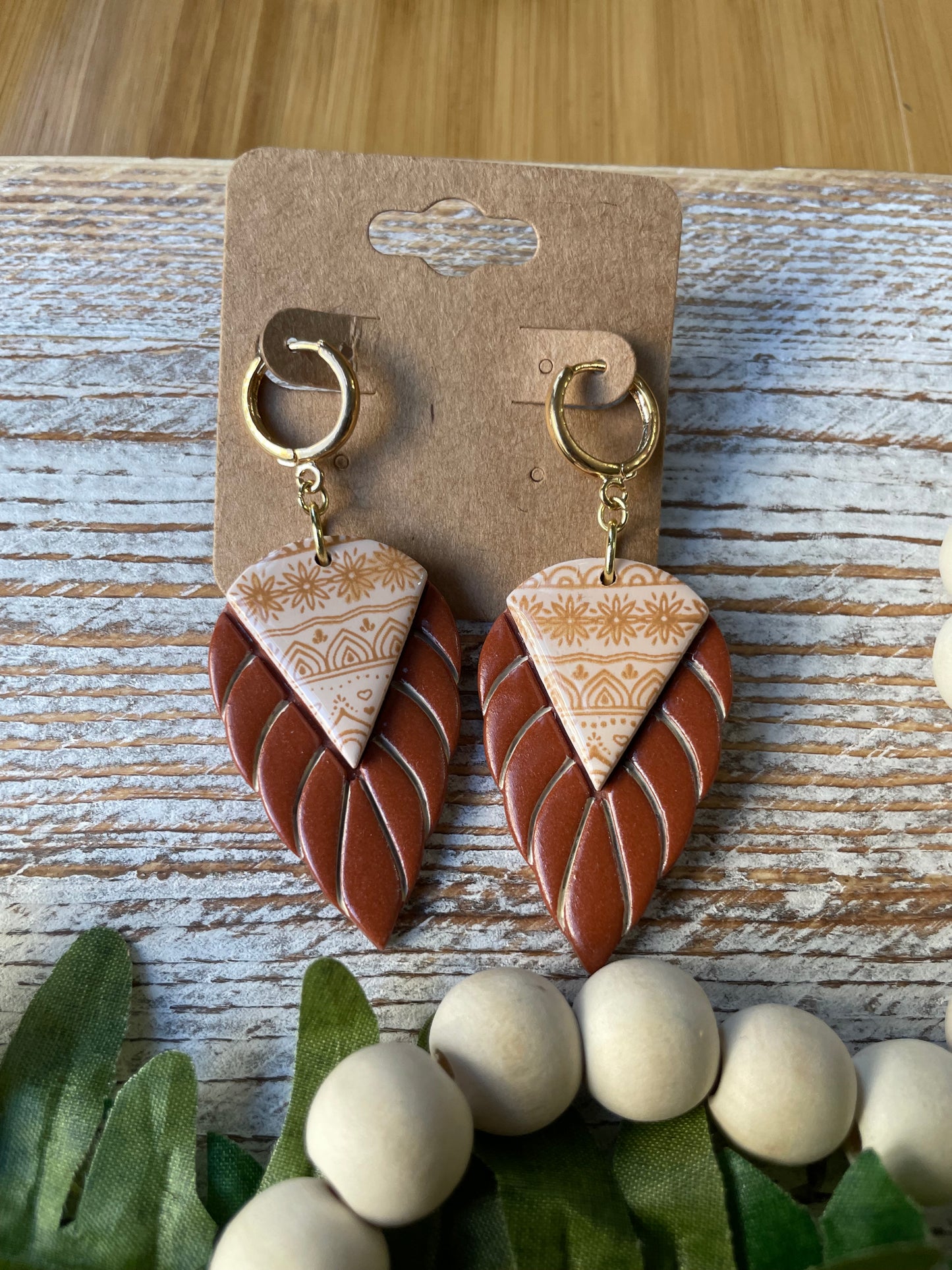 Terra Cotta Layered Hoop Stud