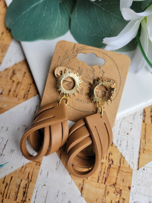 Faux Leather Dangle on Golden Post