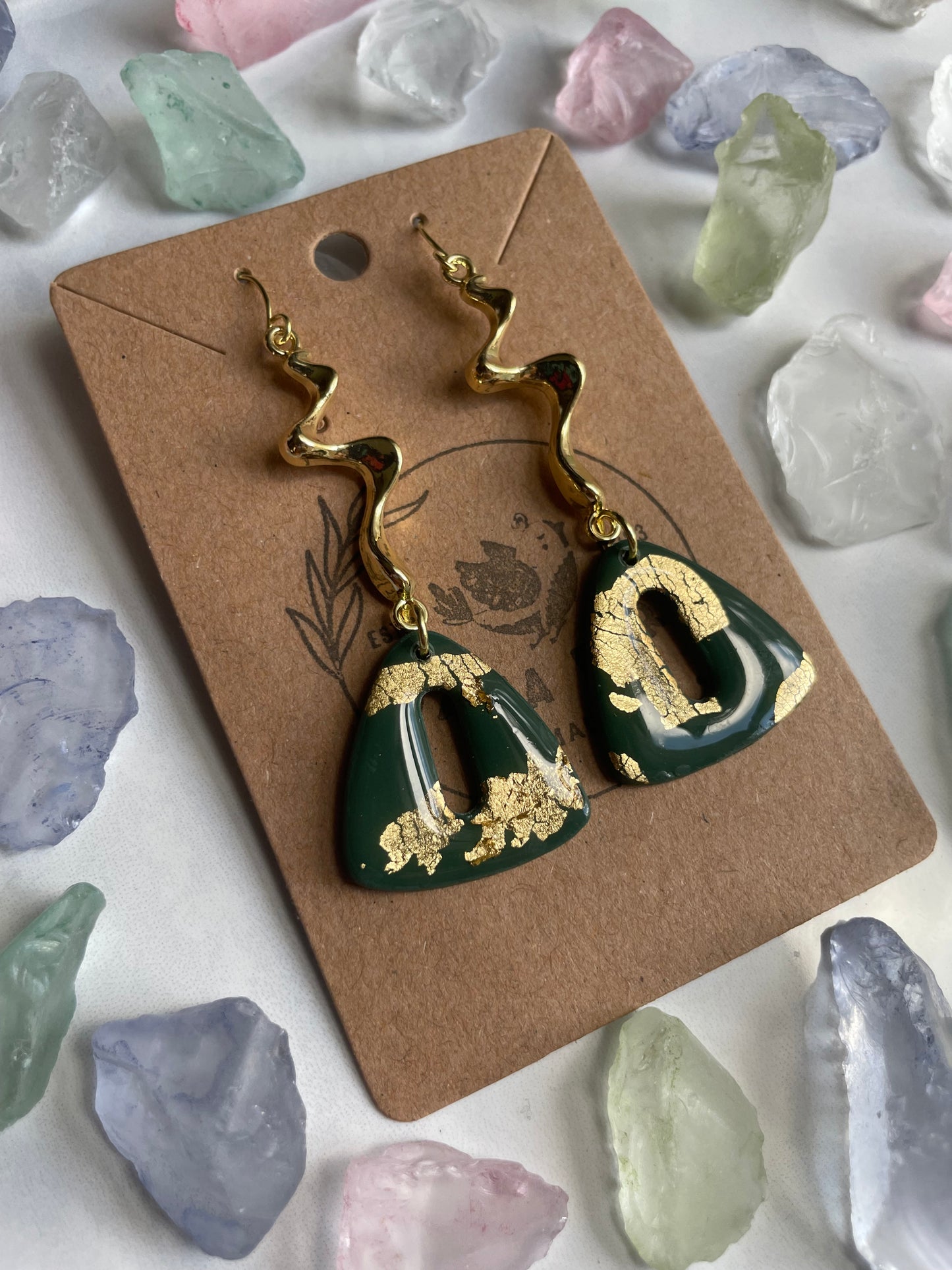 Dark Green and Gold Dangles