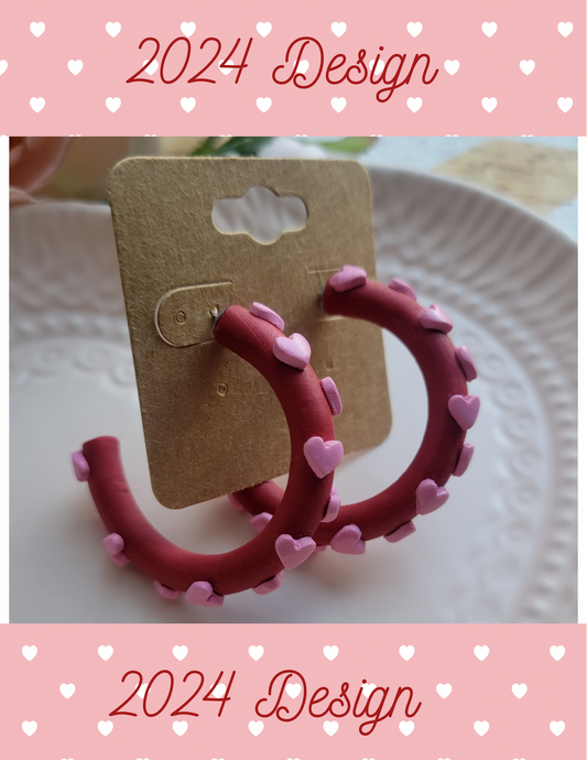 Red & Pink Heart Hoops