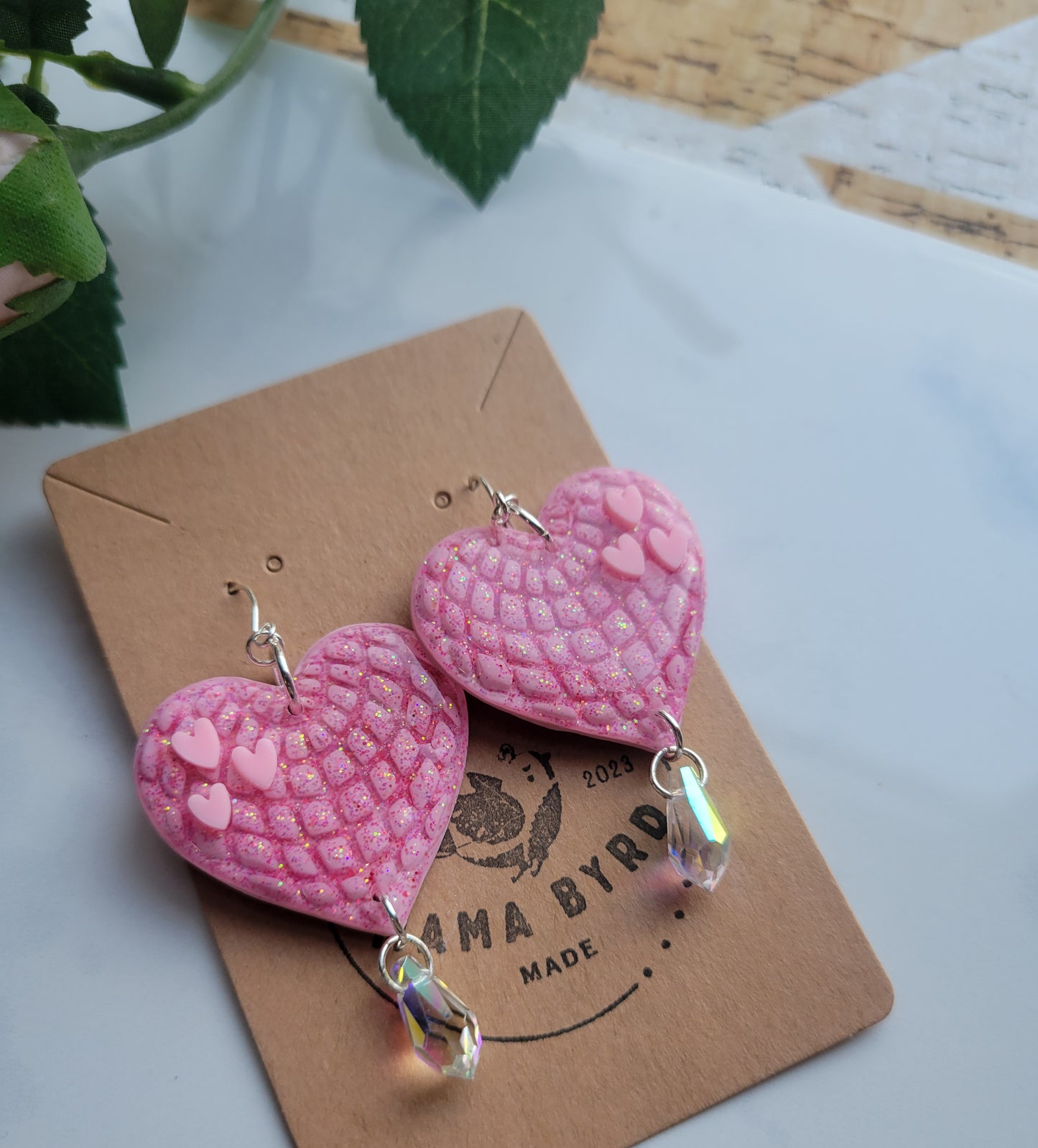 Pink Disco Heart Dangles