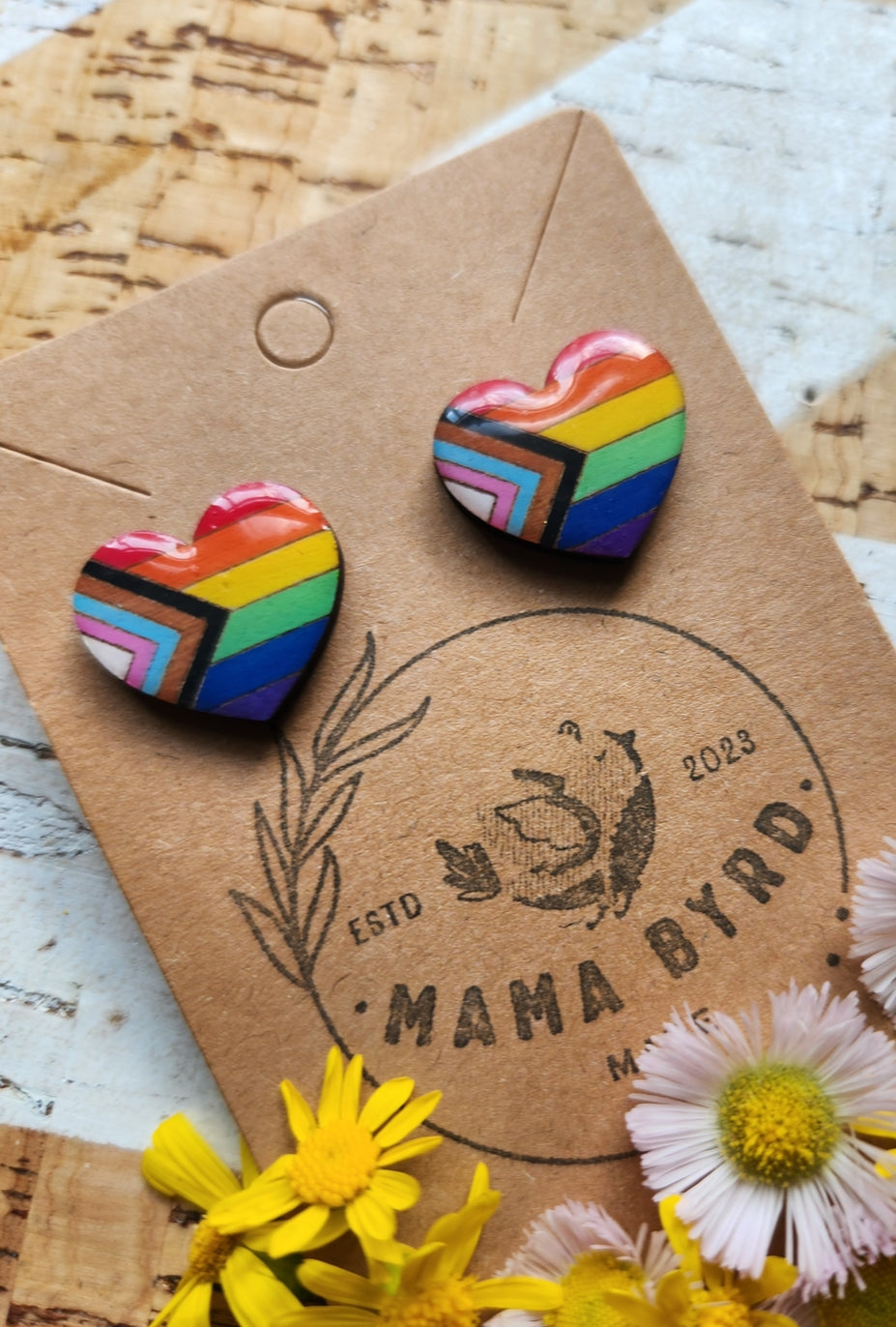 PRIDE heart wooden studs