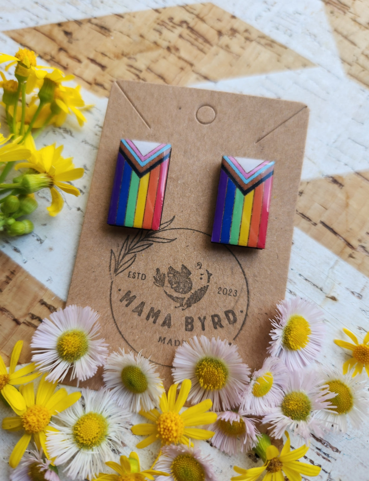 PRIDE flag wooden studs