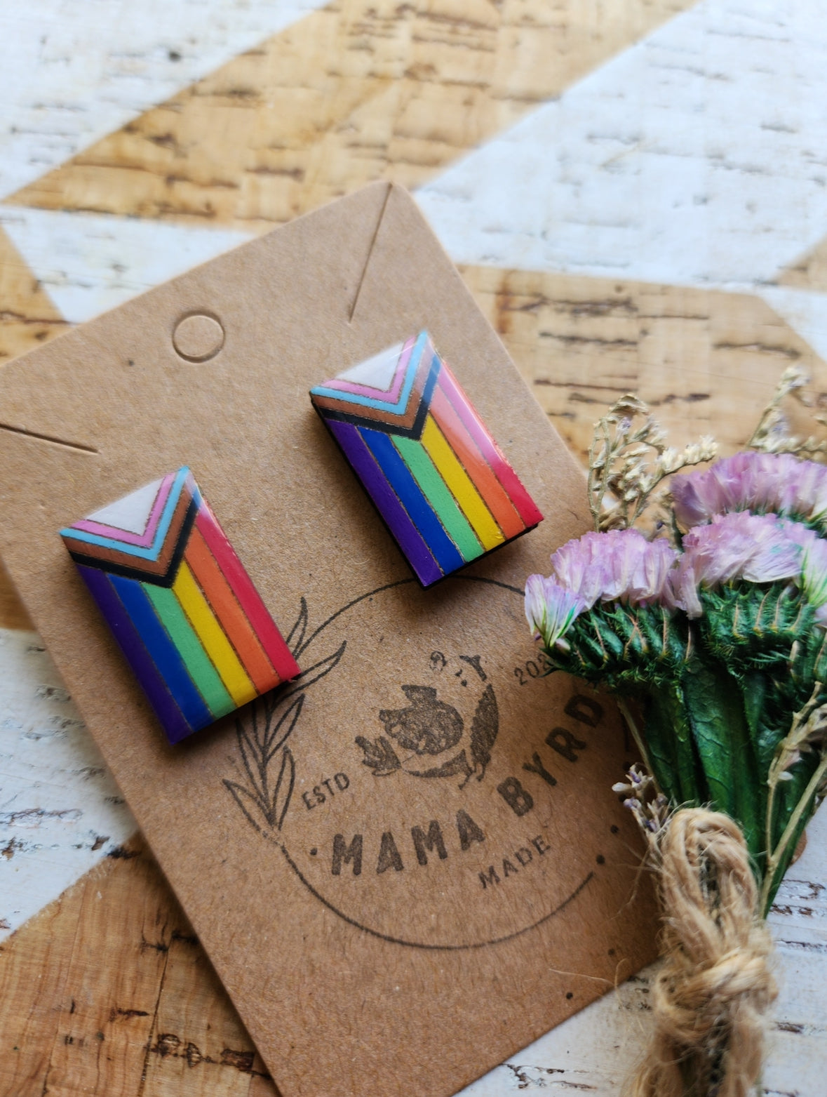 PRIDE flag wooden studs