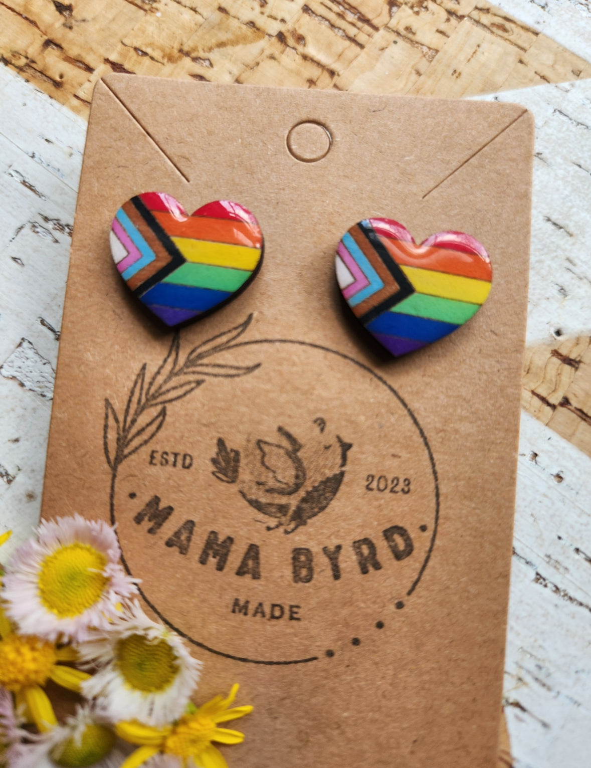 PRIDE heart wooden studs