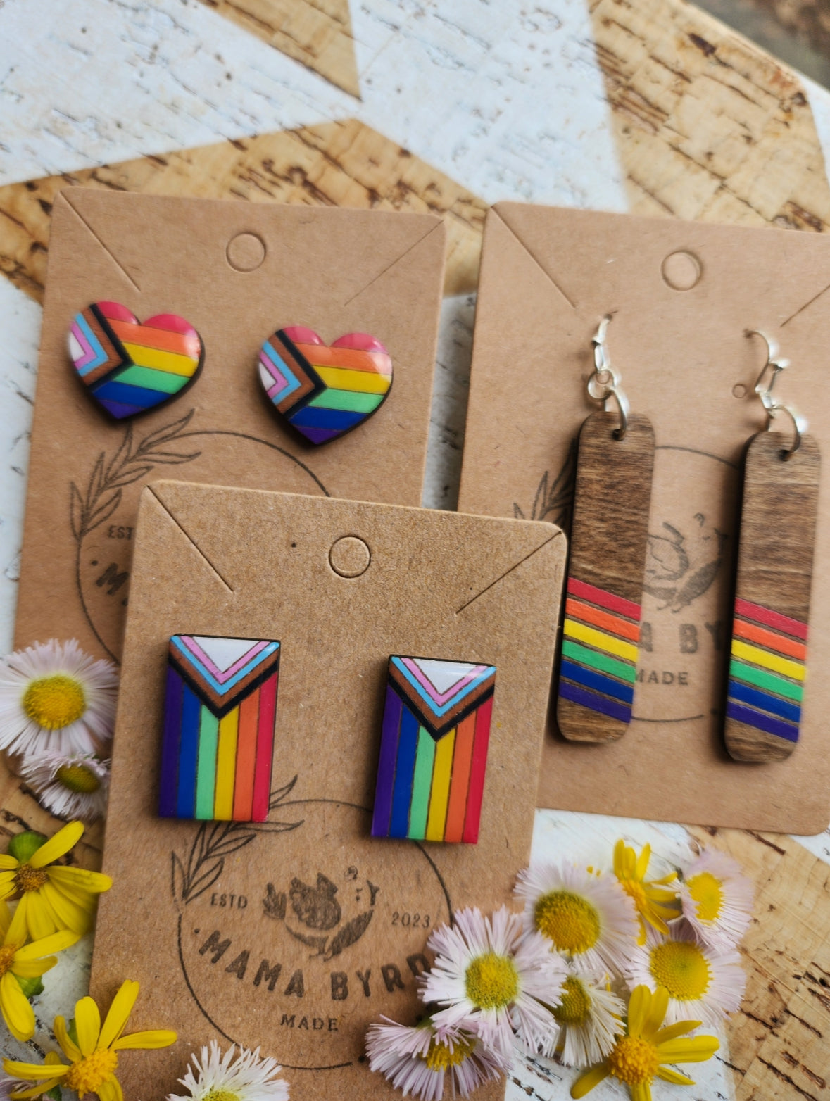 PRIDE flag wooden studs