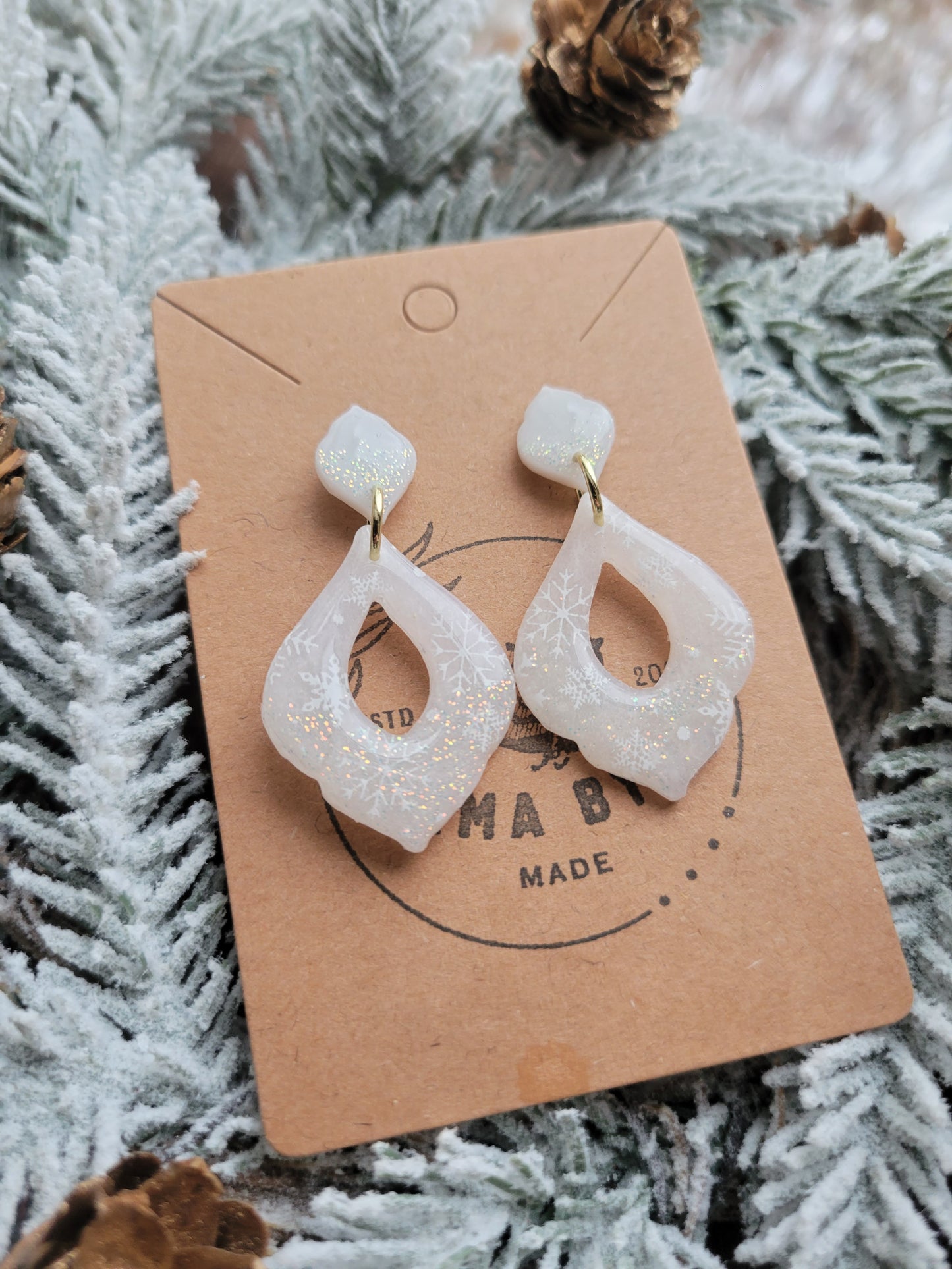 Translucent Shimmer Snowflake Dangles