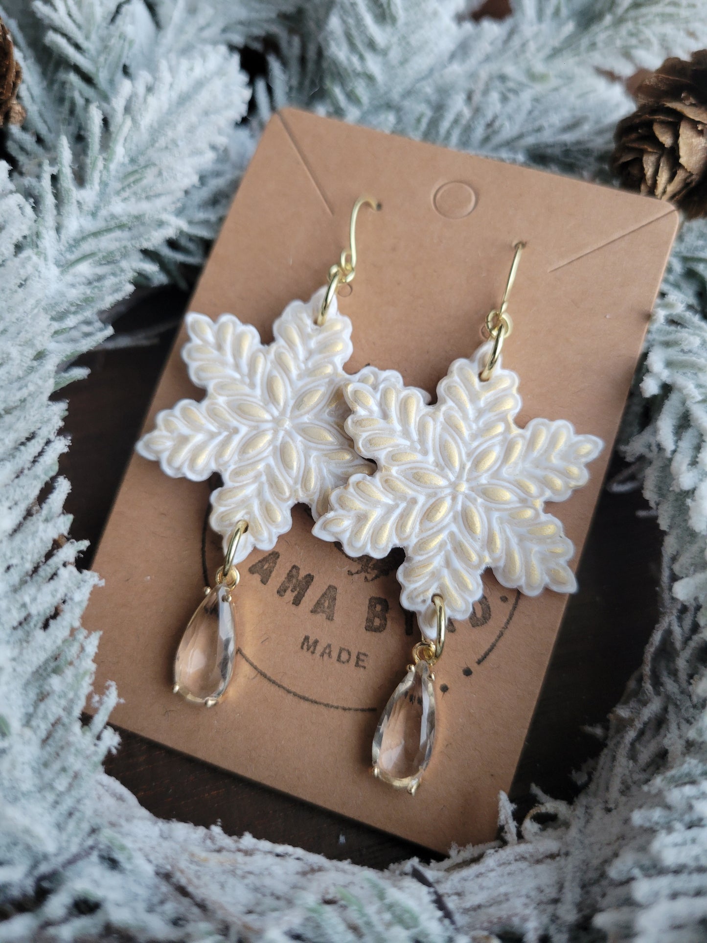 Gold & White Snowflake Dangle