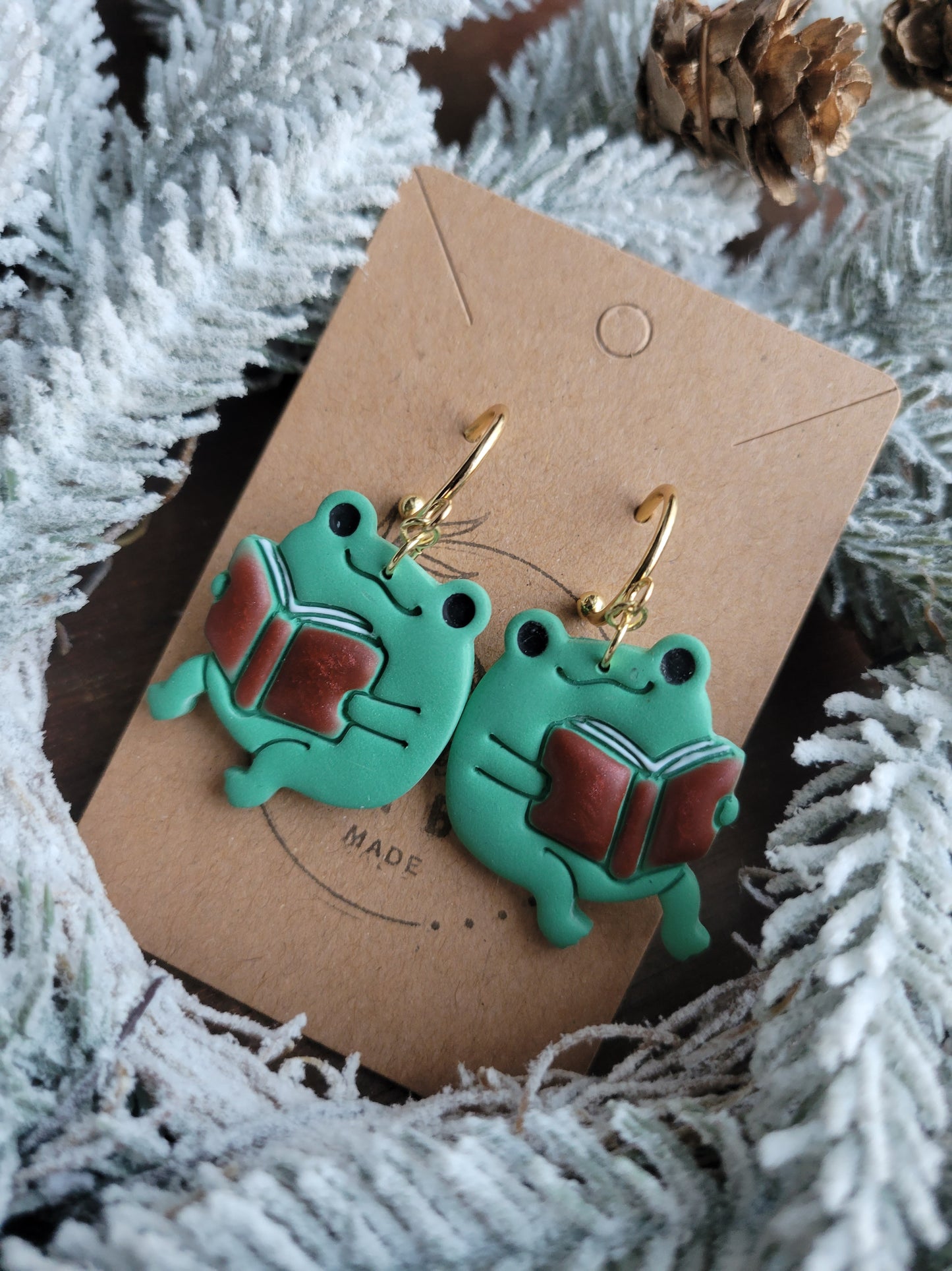 Froggie w/ Leather-bound Book Dangles